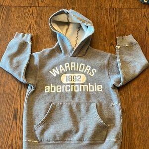 Rare Abercrombie hoodie, "WARRIORS 1892", gray, size S, distressed